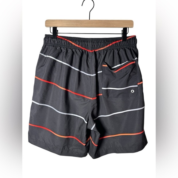 Speedo Men’s Swim Trunks Black Multicolor Stripe Board Shorts Size Large - Picture 5 of 8
